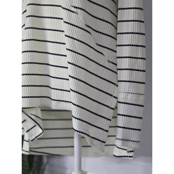 Altar'd State Top Womens Medium Cream Black Stripes Long Sleeve Stretch Shirt - Picture 4 of 8